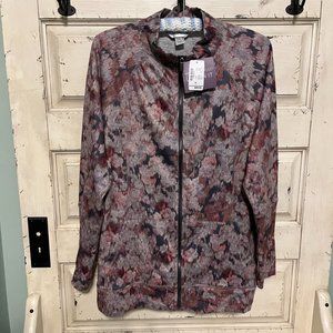 CHRISTOPHER & BANKS NWT Grey and Pink Poly Zip Jacket Size XL